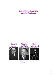 Oswald Avery Colin MacLeod Maclyn McCarty 1928