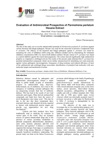 Antimicrobial Prospective of Parmotrema perlatum Hexane Extract