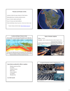 Volcanoes and Volcanic Activity Styles of volcanic eruptions Some
