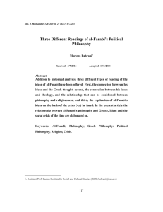 Three Different Readings of al-Farabi`s Political Philosophy