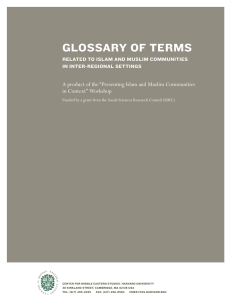 Glossary of Terms Related to Islam and Muslim Communities in Inter