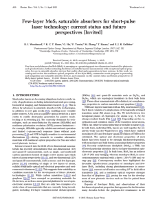 Few-layer MoS2 saturable absorbers for short