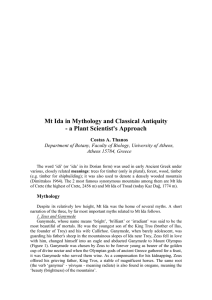 Mt Ida in Mythology and Classical Antiquity