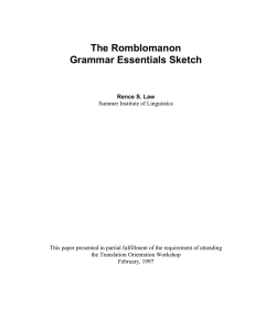 The Romblomanon Grammar Essentials Sketch