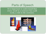 Parts of Speech It is important to understand that