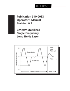 Teletrac Stabilized Single Frequency Long HeNe Laser