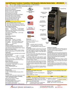 Load Cell/Pressure Transducer Transmitters, Field Rangeable