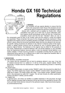 Honda GX 160 Technical Regulations