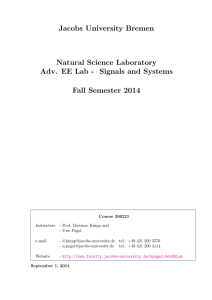 Jacobs University Bremen Natural Science Laboratory Fall Semester 2014