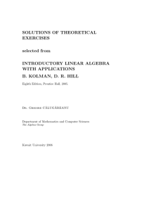 Solutions of Selected Theoretical Exercises, Linear Algebra