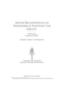 Affine Decomposition of Isometries in Nilpotent Lie Groups