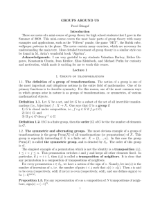 Notes from a mini-course on Group Theory for