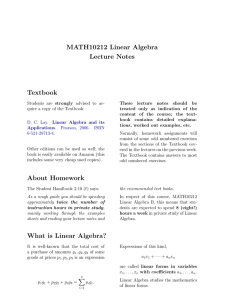 MATH10212 Linear Algebra Lecture Notes Textbook
