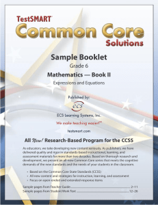 Sample Booklet Mathematics — Book II Grade 6 All