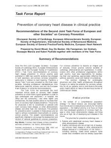 Task Force Report. Prevention of coronary heart disease in clinical