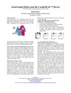 Atrial Septal Defect and the CardioSEAL™ Device