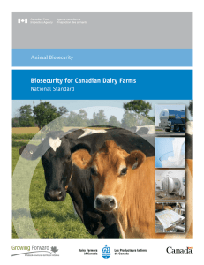 National Standard - Biosecurity for Canadian Dairy Farms