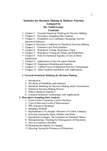 Statistics for Decision Making in Modern Tourism Assigned by Dr