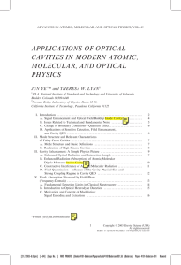 applications of optical cavities in modern atomic, molecular