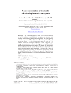 Nanoconcentration of terahertz radiation in