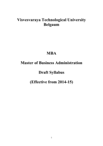 Visvesvaraya Technological University Belgaum MBA Master of