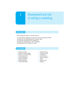 1 Development and role of selling in marketing