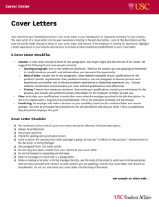 Cover Letters - USC Career Center - University of Southern California