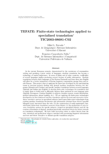 TEFATE: Finite-state technologies applied to specialized translation