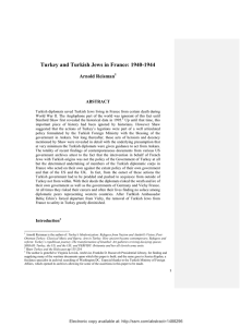 Turkey and Turkish Jews in France: 1940-1944