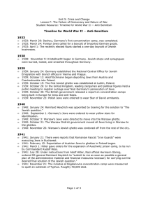 Timeline for World War II — Anti-Semitism 1933 1938