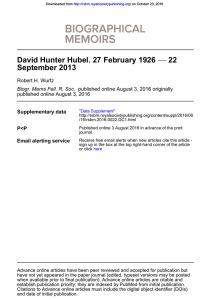 David Hunter Hubel. 27 February 1926 — 22 September 2013