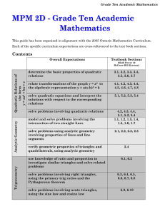 MPM 2D - Grade Ten Academic Mathematics