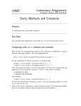 UNBC Laboratory Assignment Static Methods and Constants