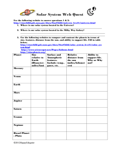 Solar System Webquest