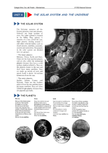 the solar system and the universe - Colegio Nuestra SeÃ±ora del Prado