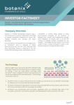 Botanix Pharmaceutical Investor Factsheet