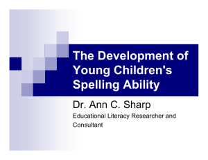 The Development of Young Children's Spelling Ability Dr. Ann C. Sharp