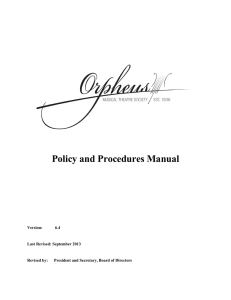 Policy and Procedures Manual - Orpheus Musical Theatre Society