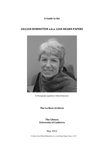 GILLIAN RUBINSTEIN aka LIAN HEARN PAPERS