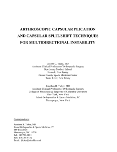 Arthroscopic Capsular Plication And Capsular