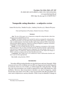 Nonspecific eating disorders – a subjective review
