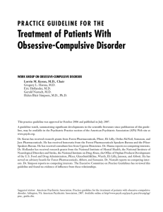 Practice Guideline for the Treatment of Patients With Obsessive