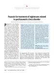 Prazosin for treatment of nightmares related to posttraumatic stress