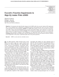 Executive Function Impairments in High IQ Adults With ADHD