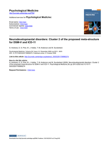 Psychological Medicine Neurodevelopmental disorders: Cluster 2 of