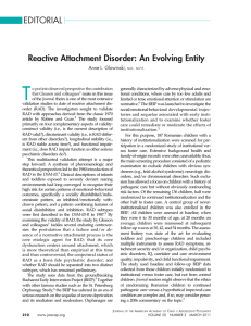 Reactive Attachment Disorder: An Evolving Entity