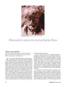 Maimonides`s primer for treating bipolar illness