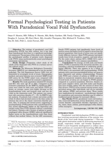 Formal Psychological Testing in Patients With Paradoxical Vocal