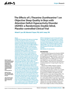 The Effects of L-Theanine (Suntheanine®)