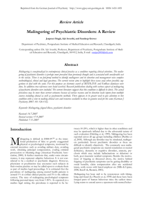 Malingering of Psychiatric Disorders: A Review